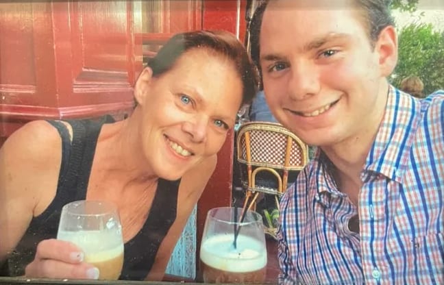 Chef Jason McKinney with his mom at Bouchon in Yountville, California